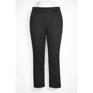 Belle by Kim Gravel TripleLuxe Twill Tonal Stud Pants Black 10